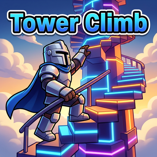 Generated Roblox icon: a knight scaling a neon obby tower